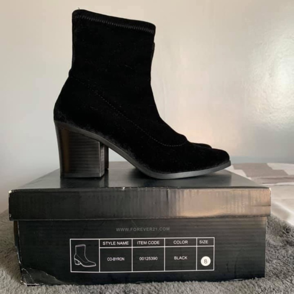 Forever 21 Velvet sock boots